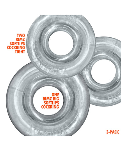 Oxballs Rimringz Multi Size 3 Pack of Cock Rings - Clear