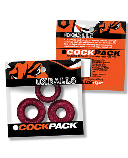 Oxballs Cockpack Multi Design 3 Pack Cockrings - Cherry Lips