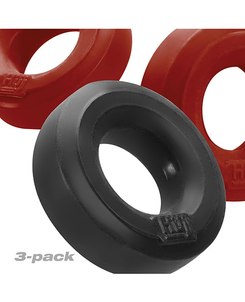 Hunky Junk C Ring Multi Pack - Cherry/Tar Ice Pack of 3