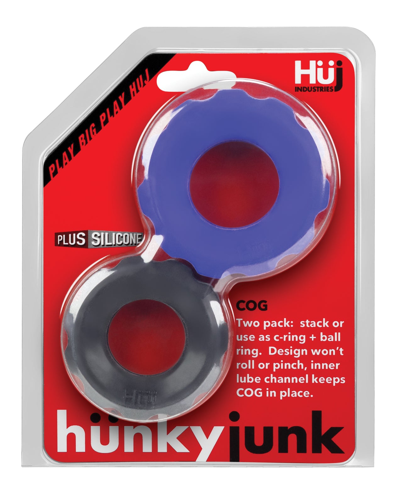 Hunky Junk Hunky Junk Cog Ring 2 Size Double Pack - Cobalt & Tar Pack of 2 - Image 4