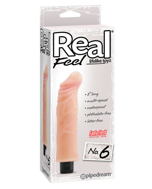 Real Feel No. 6  Long 8" Vibe Waterproof - Multi-speed Flesh