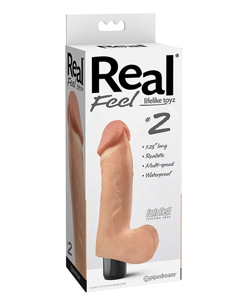 Real Feel No. 2 Long 7.5" Vibe Waterproof - Multi-Speed Flesh