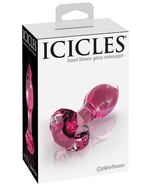 Icicles No. 79 Hand Blown Glass Diamond Butt Plug - Pink