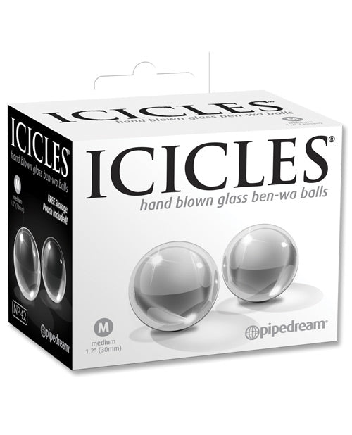 Icicles No. 42 Hand Blown Glass Medium Ben Wa Balls - Clear