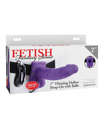 Fetish Fantasy Series 7" Vibrating Hollow Strap On w/Balls - Purple