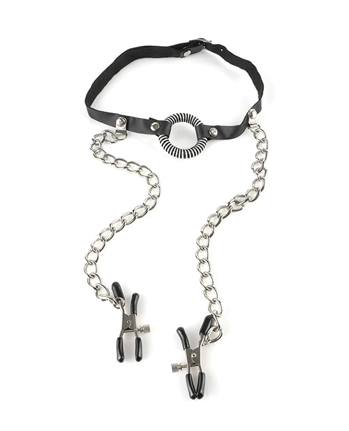 Fetish Fantasy Series O Ring Gag w/Nipple Clamps