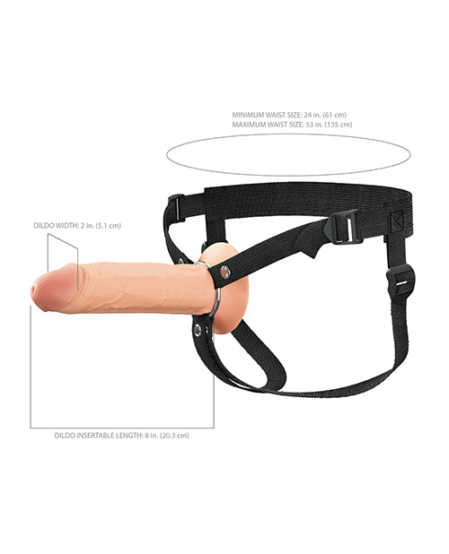 Fantasy X-Tensions Elite 8" Silicone Hollow Strap-on w/Harness - Light