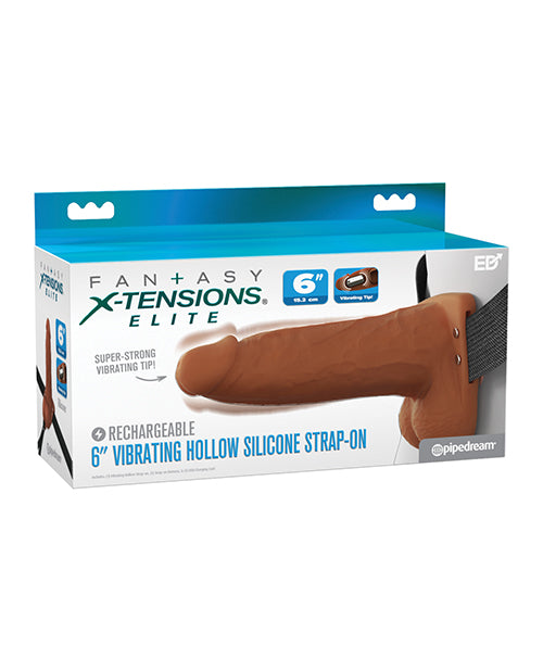 Fantasy X-tensions Fantasy X-Tensions Elite 6" Vibrating Hollow Strap-On - Brown - Image 2
