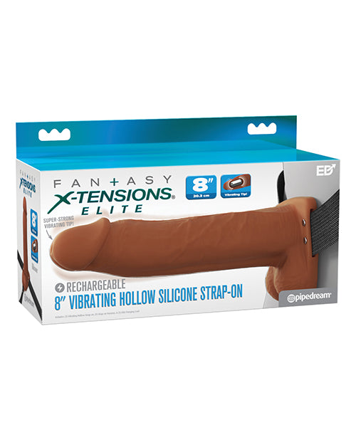 Fantasy X-tensions Fantasy X-Tensions Elite 8" Vibrating Hollow Strap-On - Brown