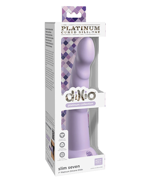 Dillio Platinum 7" Slim Seven Silicone Dildo - Purple