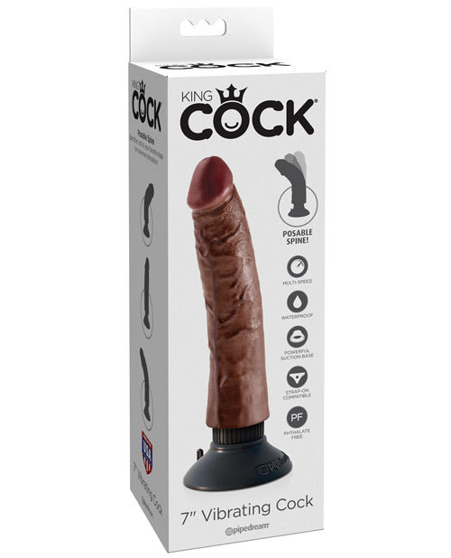 King Cock 7" Vibrating Cock - Brown