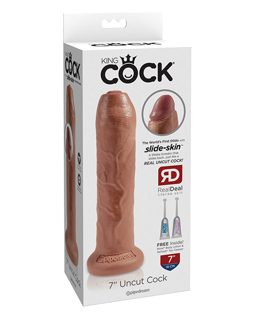 King Cock 7" Uncut Dildo - Tan