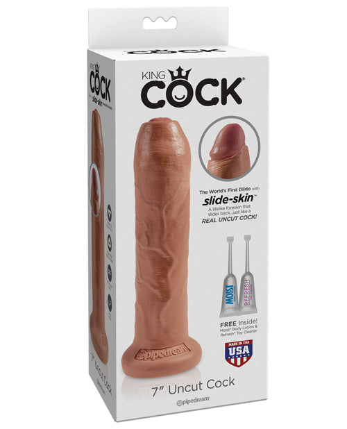 King Cock 7" Uncut Dildo - Tan