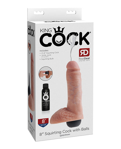 King Cock 8" Squirting Cock w/Balls - Flesh