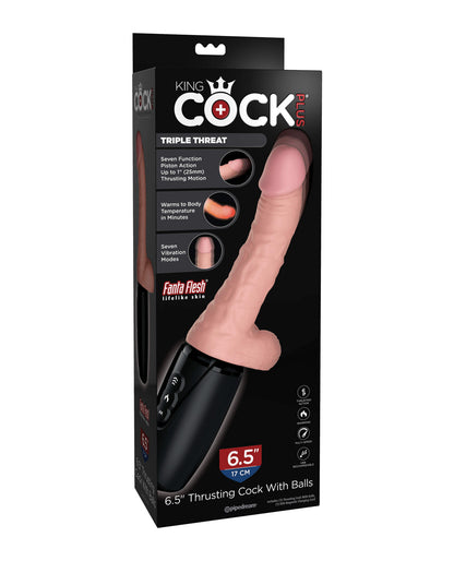 King Cock Plus Thrusting, Warming & Vibrating 6.5" Triple Threat Dong