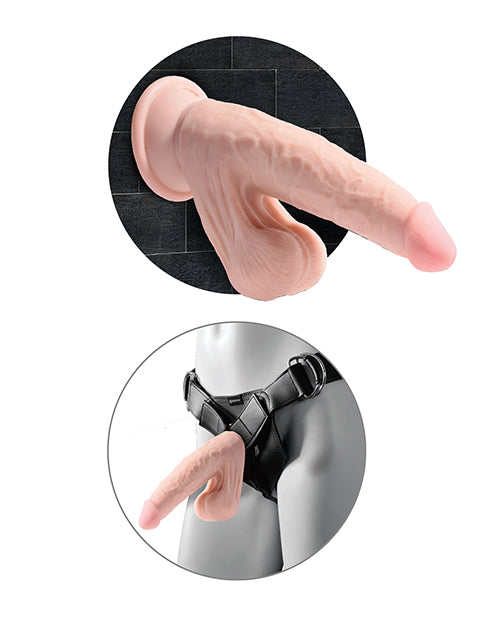 King Cock Plus 7" Triple Density Cock w/Swinging Balls - Ivory