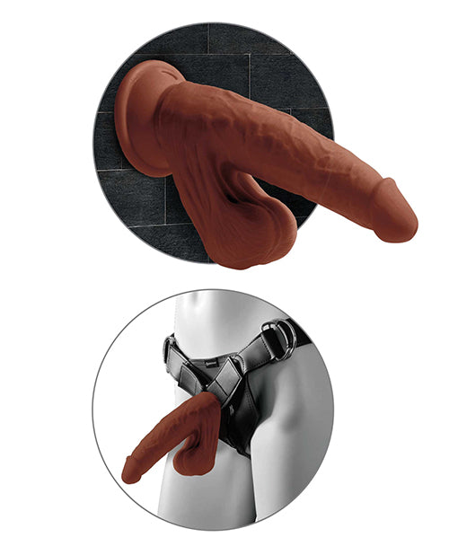 King Cock King Cock Plus 8" Triple Density Cock w/Swinging Balls - Brown - Image 4