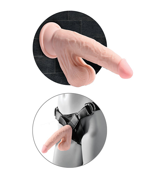 King Cock Plus 9" Triple Density Cock w/Swinging Balls - Ivory