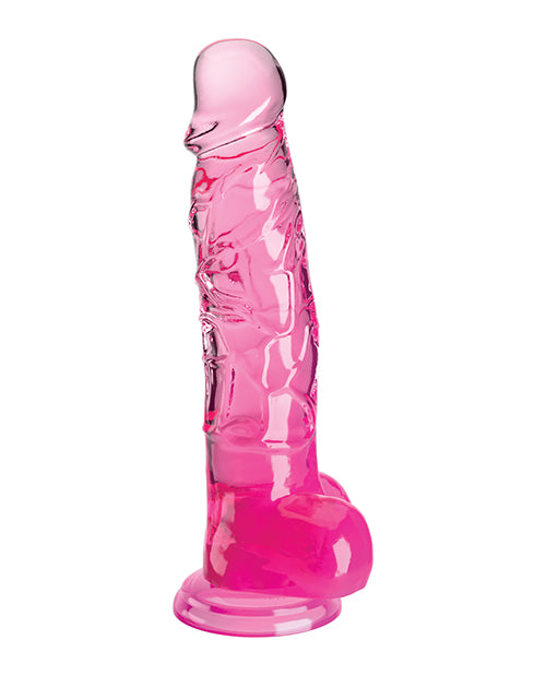 King Cock Clear 8" Cock w/Balls - Pink