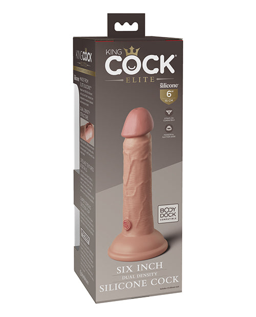 King Cock Elite 6" Dual Density Silicone Cock - Light