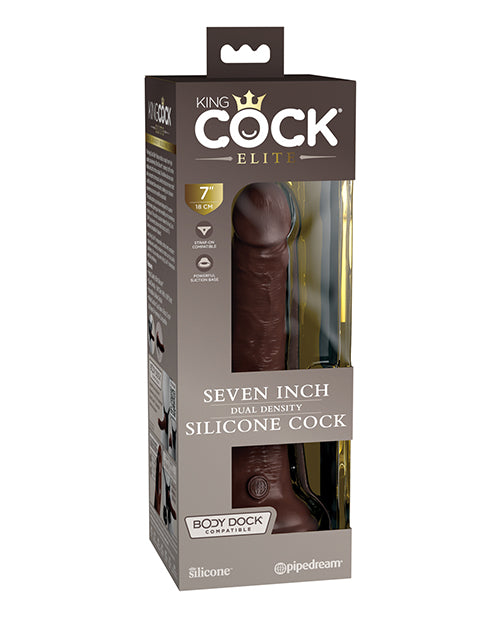 King Cock Elite 7" Dual Density Silicone Cock - Brown