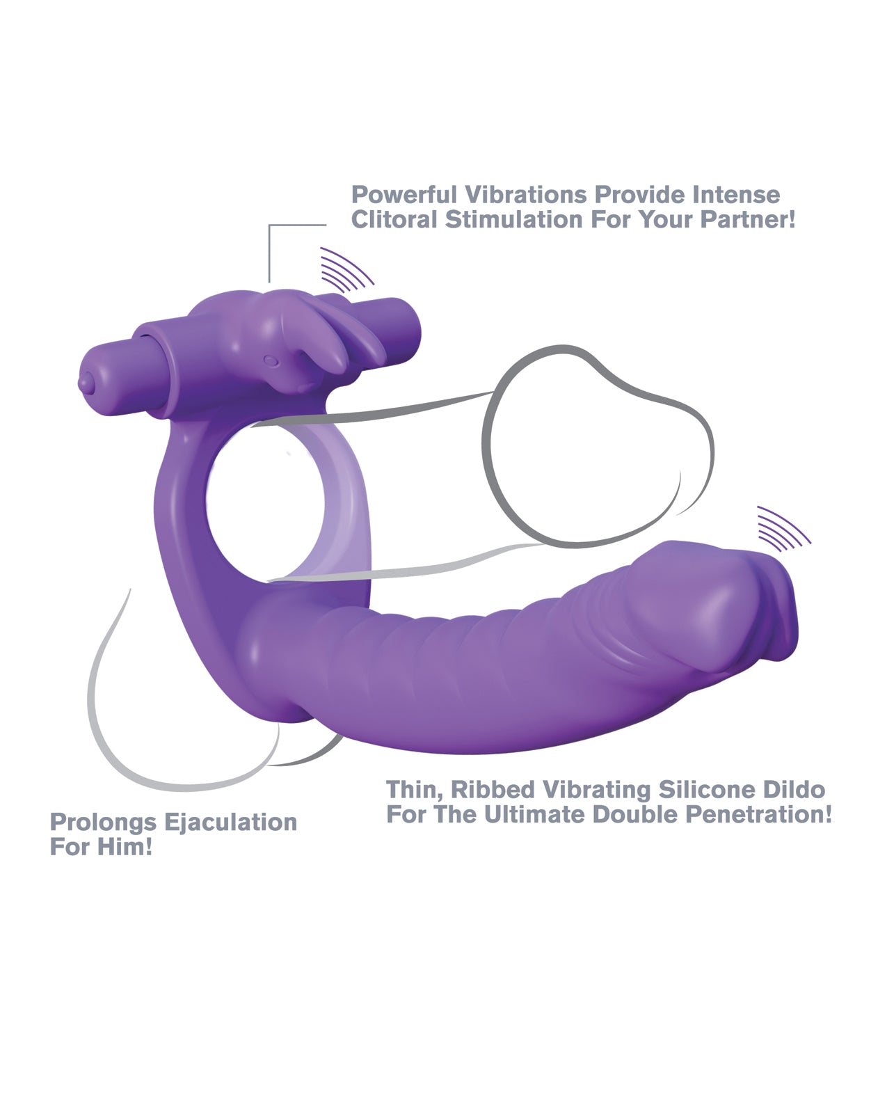 Fantasy C-Ringz Fantasy C-Ringz Silicone Double Pene Rabbit - Purple - Image 5
