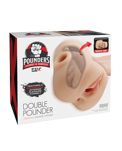 PDX Plus Double Pounder Vibrating Squeeze Stroker - Light