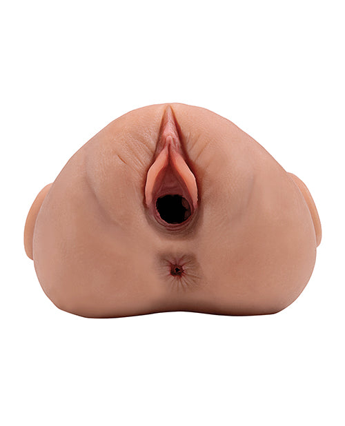 PDX Plus Double Pounder Vibrating Squeeze Stroker - Brown