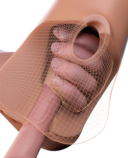 PDX Plus Double Pounder Vibrating Squeeze Stroker - Brown