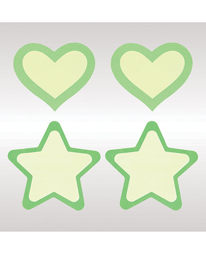 Peekaboos Glow in the Dark Hearts & Stars - Green 2 Pairs