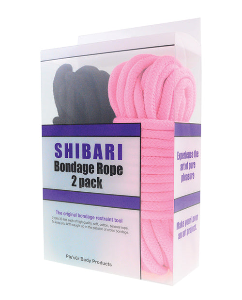 Plesur Cotton Shibari Bondage Rope 2 Pack - Black/Pink