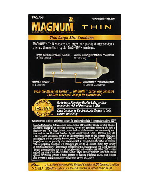 Trojan Magnum Thin Condoms - Pack of 12