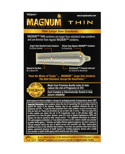 Trojan Magnum Thin Condoms - Pack of 12