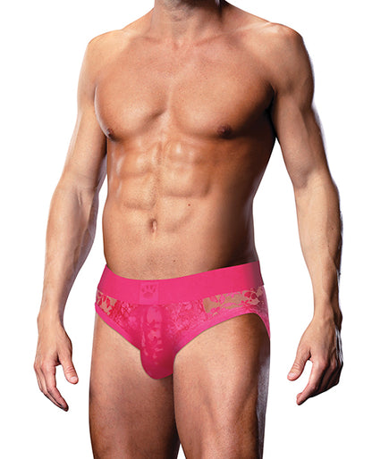 Prowler Lace Open Back Brief - Pink SM