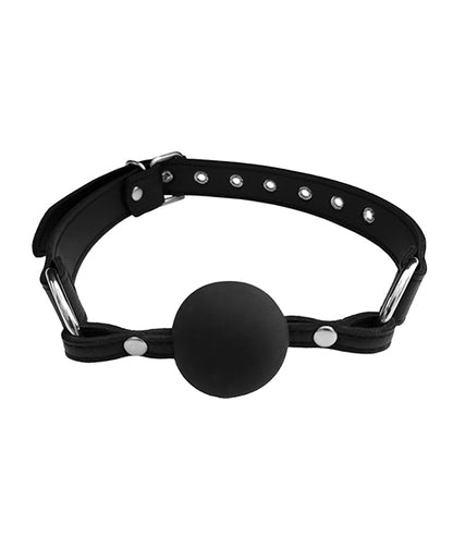 Rouge Fetish Play Vegan Leather Ball Gag - Black