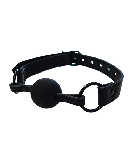 Rouge Leather Ball Gag - Black with Black