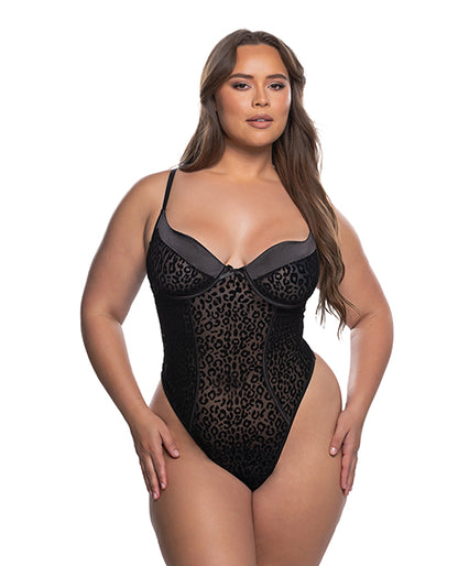 Wild Thing Underwire Teddy - Black Leopard 1X/2X