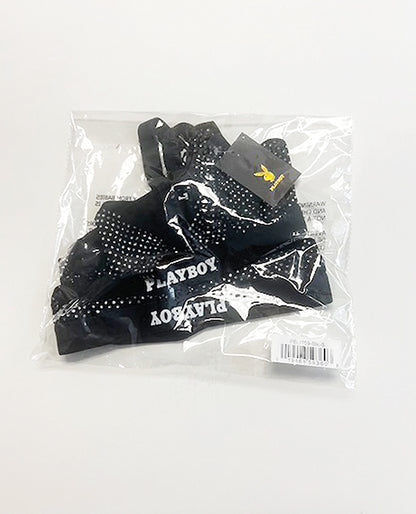 Playboy Disco Fever Rhinestone Bralette w/Thong 2 pc Set - Black 2X