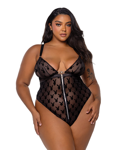 Playboy by Roma Playboy Bunny Charm Teddy - Black 1X - Image 3