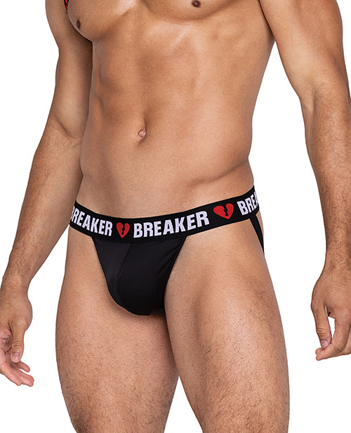 Heartbreaker Jockstrap w/Contoured Pouch & Elastic Rear Straps Black/Red LG