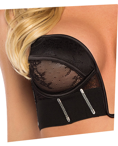 Roma Confidential Belle Noir Chantilly Lace and Satin 2 pc Bustier Set - Black MD - Image 3