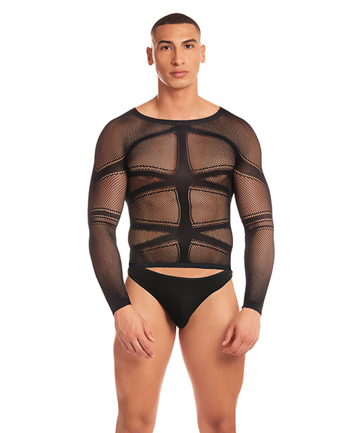 Rainbow Party Cam Boy Mesh 2 pc Set w/Thong - Black L/XL