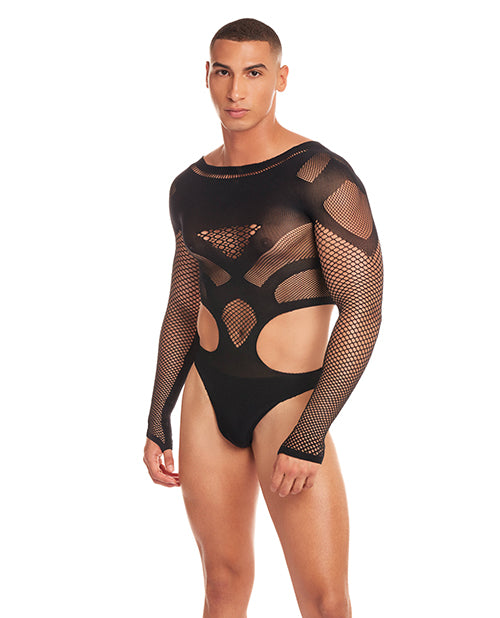 Rainbow Party Out of Orbit Mesh Bodysuit - Black L/XL