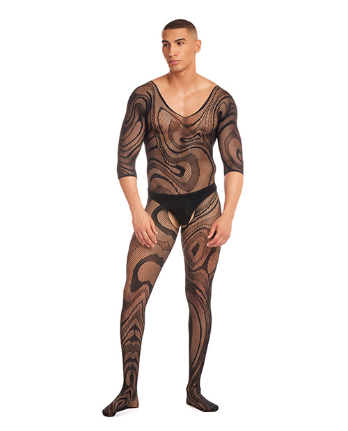 Rainbow Party Supernova Body Stocking 2 pc Set w/Thong - Black L/XL