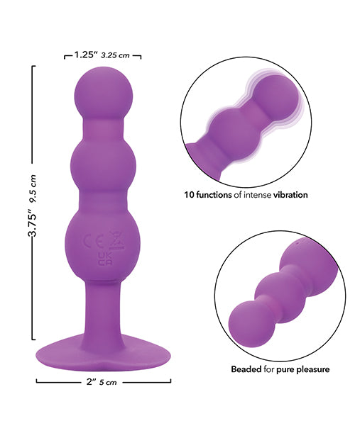 First Time Vibrating Triple Beaded Anal Probe - Purple