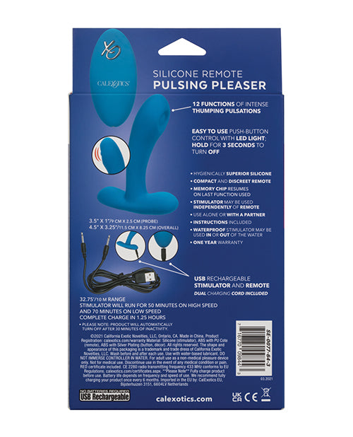 Silicone Pulsing Pleaser w/Remote - Blue