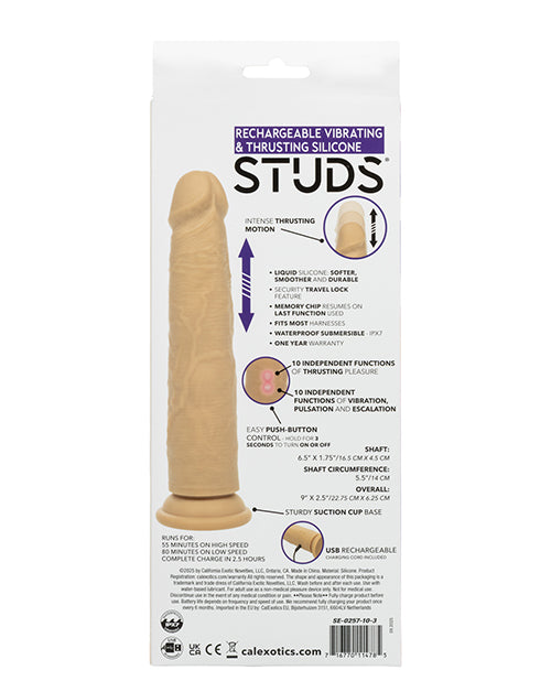 Rechargeable Vibrating & Thrusting Silicone Studs - Ivory