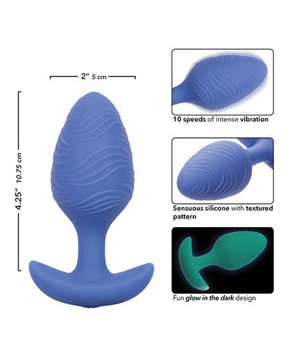 Cheeky Glow in the Dark Vibrating Butt Plug - Large Blue