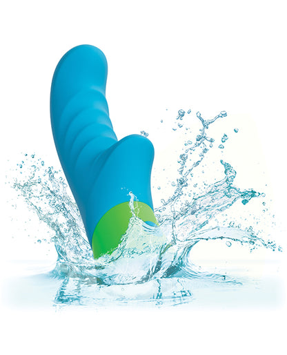 Rave Ridged-G Massager w/Rippled Shaft & Stimulator - Blue/Green