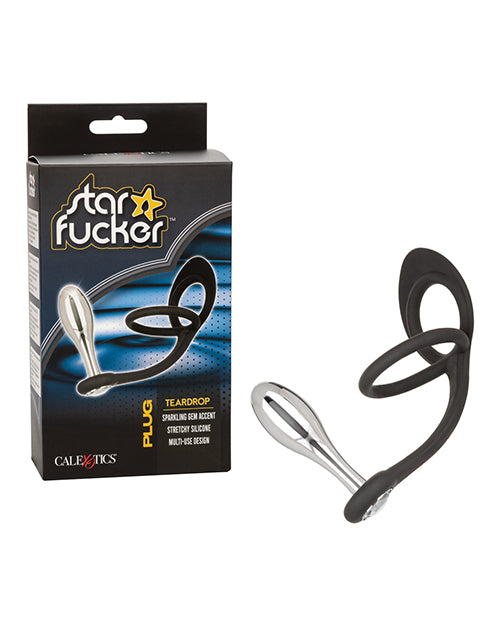 Star Fucker Teardrop Gem Plug w/Silicone Enhancer - Black